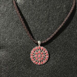 Chaps Elegant Silver and Pink Pendant Necklace